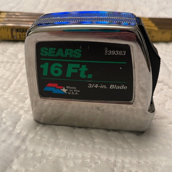 Set of 2 Carpenters Measuring Tools Sears 16 FT. Tape & Craftsman Folding Stick - Picture 2 of 10